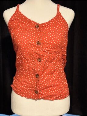 Women’s Red Polka Dot Button-Front Cami Top